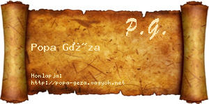 Popa Géza névjegykártya