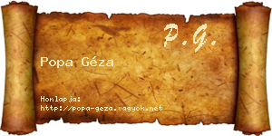 Popa Géza névjegykártya